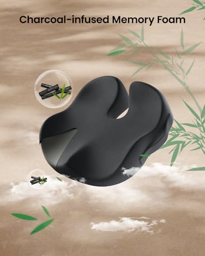 ProtoArc SC Butterfly XL Seat Cushion Black Large for Office Chair, Memory Foam