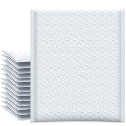 UCGOU Bubble Mailers 8.5x12 Inch White 25 Pack Usable Size 8.5x11 Poly Padded Envelopes #2 Medium Mailing Opaque Packaging Postal Self Seal Waterproof Boutique Shipping Bags for Clothes Makeup