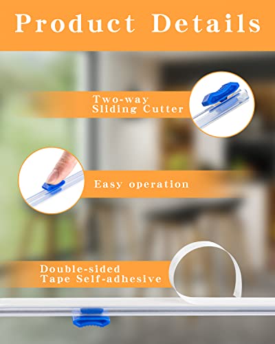 GEGADO 13 Inch Plastic Wrap Slide Cutter - 4 Pcs Self-Adhesive Food Wrap Dispenser Replacement