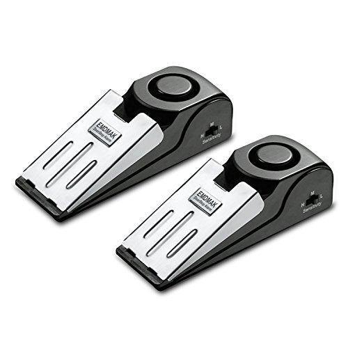 EMDMAK 2 Pack Door Stop Alarm with 120dB Siren, Travel & Home Security, Black