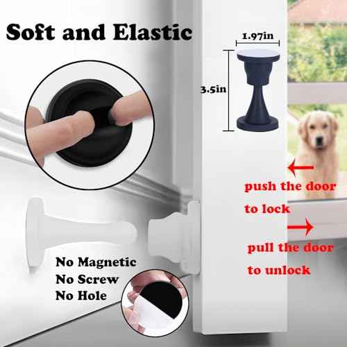 4 Pack Rubber Door Stopper Self Adhesive,No Magnetic Door Stop,Wall Protector with Reusable Waterproof House Door Holder,No Need to Drill No Trace Door Catch