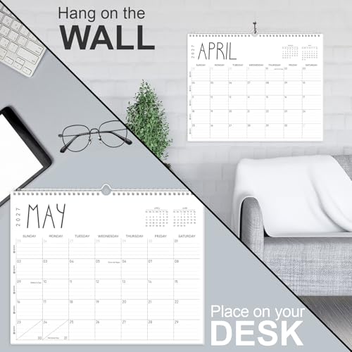 GuassLee 2027 Wall Calendar Jan-Dec 12 Months 14x11 Inches Minimalist Design