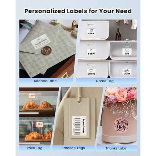 Label Makers, Label Maker Machine with Tape, Bluetooth Label Maker, Portable Thermal 2 Inch Label Printer for Small Business, Barcode, Address, Logo, Clothing, Sticker Printer for Phones & PC