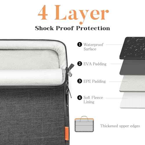 15 15.6 16 inch Laptop Computer PC Shoulder Bag Carrying Case, Water-Repellent Fabric Briefcase, Lightweight Toploader, Business Casual or School