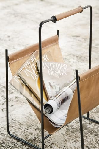 Ashley Faronworth Leather Magazine Rack with Handle - Contemporary Storage
