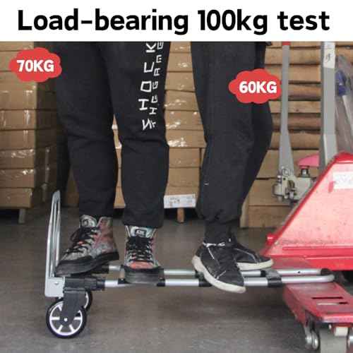 KEQIKAI Folding Hand Truck 200LBS Capacity - Aluminum Dolly Cart with Telescoping Handle, Collapsible Utility Trolley for Moving Luggage Grocery Shopping & Airport Travel