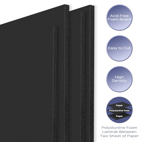 Golden State Art Foam Boards 5x7 Black 25 Pack 3/16 Inch Thick for Crafts & Projects