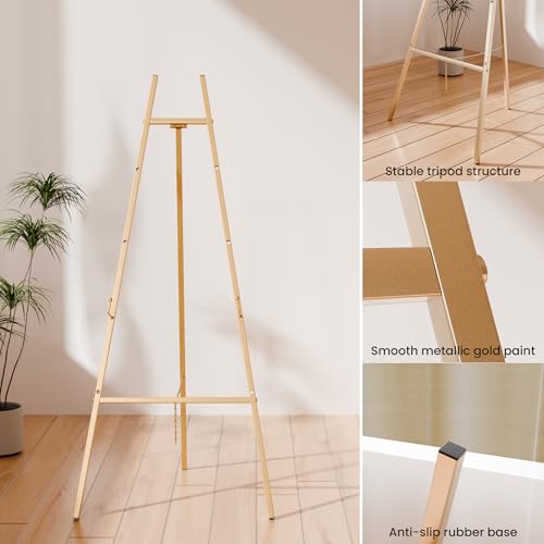 Atronor Gold Easel Stand for Sign - Wedding Sign Display, Adjustable Tripod, Heavy Duty, Foldable, Model 1