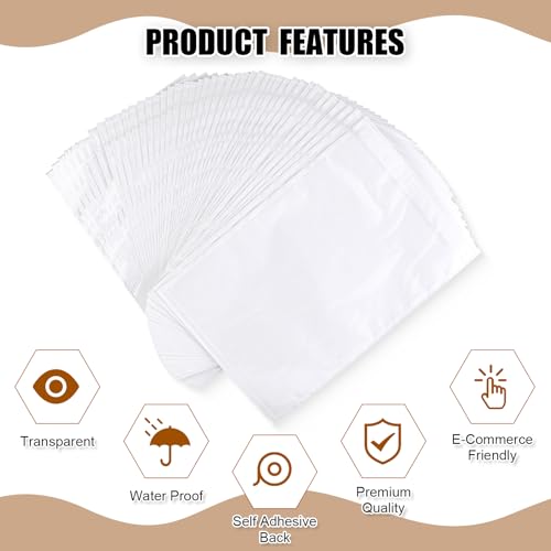 400 Pcs Clear Shipping Label Envelopes, 9.5x12 Inch Self-Adhesive Packing Sleeves for Packaging