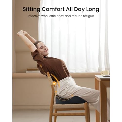 ProtoArc Extra Large Seat Cushions for Office Chairs, Ergonomic Memory Foam Seat Cushion for Home, Extra Cover, Car Seat Cushions for Driving, Pressure Relief Pad for Sciatica - Black