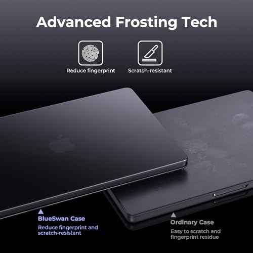 BlueSwan Matte Case for MacBook Pro 14 M5 2025 2024-2021 M4 M3 M2 M1 Pro/Max, Compatible A3434 A3401 A3112 A2992 A2918 A2779 A2442, Hard Shell Protective Cover, Space Black Clear
