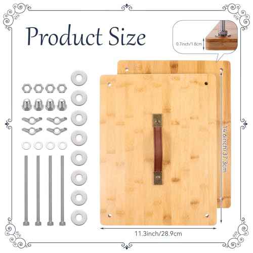 RANERVZ Large Bookbinding Press with Portable Handle, Bamboo Wood Oversized 14.8 x 11.4 Inch Ergonomic Book Binding Paper Machine Handmade DIY Craft Projects Binder Tool Supply Easy Assemble
