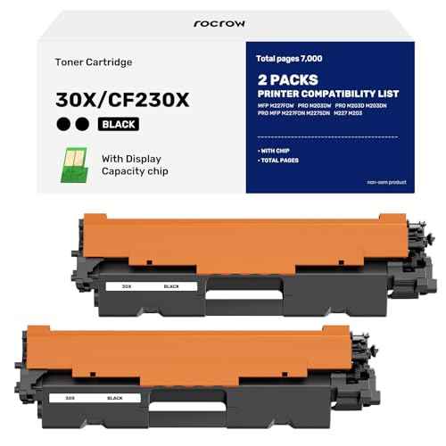30X High Yield Black Toner with Chip Compatible for CF230X Cartridge Work with Laserjet M227fdw M227fdn M203dn M227sdn M203d M227 M203 Printer (Total 2 Pack)