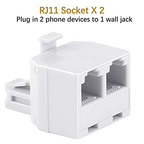 Uvital White RJ11 Phone Jack Splitter 1 to 2 Duplex Wall Adapter, 2 Pack
