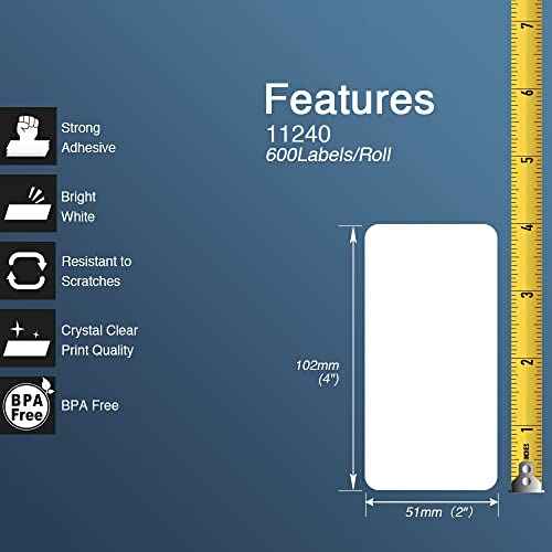 BETCKEY - Large Multi-Purpose Labels Replacement for Brother DK-1240 (4 in x 2 in), Compatible with Brother QL Label Printers [6 Rolls/3600 Labels, Yellow]