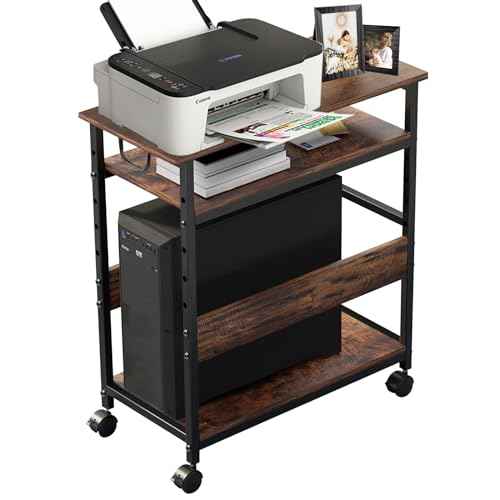 TooCust Computer Tower Stand Under Desk, Computer Tower and Printer Stand, 3-Tier PC Tower Floor Stand with Side Shelf, Printer Table for Home Office