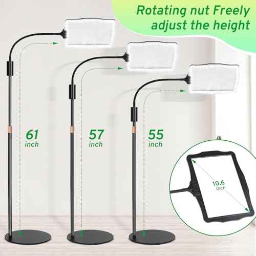 Hands-Free Floor Magnifying Glass with Light and Stand 48-LEDs Lighted Magnifying Lamp with 360¡Æ Flexible Gooseneck for Reading Close Work Repair Crafts
