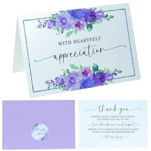 Funeral Thank You Cards with Envelopes Message Inside 4¡¿6 Inches 48 Pack, Sympathy Thank You Cards for Funeral Bereavement