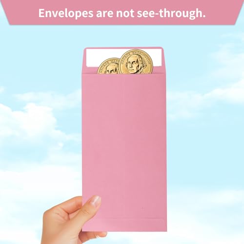 Pink 100 Pack Self-Sealing Cash Envelopes 3.5 x 6.5 Inch for Savings and Money Management