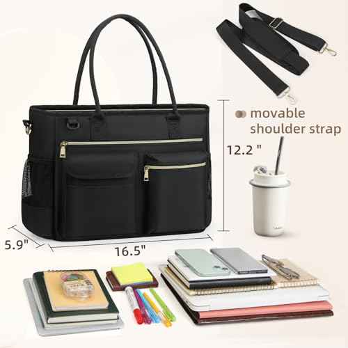 RAINSMORE Laptop Bag for Women 15.6 Inch Work Teacher Tote Nurse Bag Professional Laptop Tote Computer Messenger Shoulder Bags Large Handbag Business Office Work Briefcase