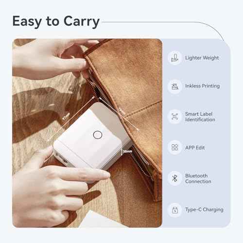 NIIMBOT D110 Upgraded Version Mini Label Maker Machine with 3 Tapes, Portable Bluetooth Thermal Printer, Sticker Labeler with Multiple Templates for Office Organization Home Kitchen School, White