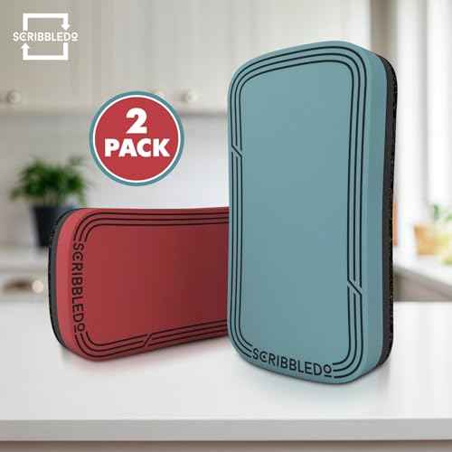 SCRIBBLEDO Dry Erase Eraser Boho Magnetic White Board Eraser for Streak-Free Cleaning for Dry-Erase Whiteboard Multi Pack for Classroom Office & Home 2 Pack