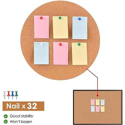 Board2by 2-Pack Cork Board Bulletin Board 18¡° x 24¡±, Black Wood Framed Corkboard, Office Board for Wall Cork, Large Wall Mounted Notice Pin Board with 32 Push Pins for School, Home & Office