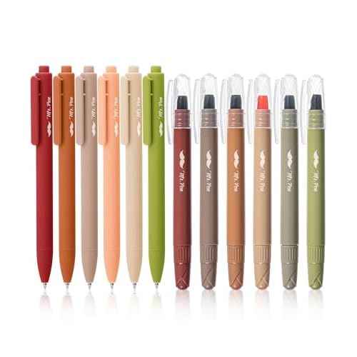 Mr. Pen- Bible Highlighters and Pens, 12 Pack, Earthy Colors No Bleed, Aesthetic Gel Pens, Cute