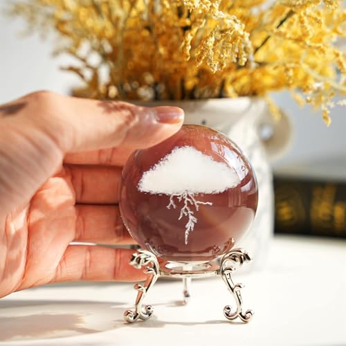 HDCRYSTALGIFTS 3D Lightning Cloud Crystal Paperweight with Stand 60mm - Feng Shui Decor