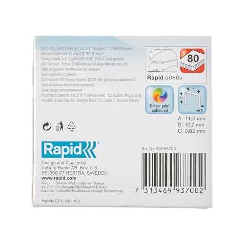 Rapid R5080 Staple Refill Cassette, for Stapling up to 80 Sheets, Use with The Rapid 5080e Electric Stapler, Includes 5000 Staples, 20993700