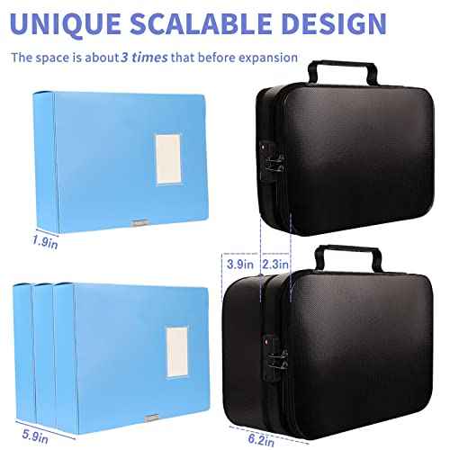 Fire Proof File Box for documents with 3x capacity expansion, Fireproof 3-Layer File Organizer Case with lock, Valubles Safe Portable Travel Home Organizer Bag for Laptop,Files,Certificates, Black