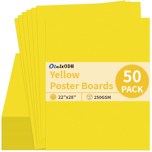 Yellow Poster Board 22x28 inches - Heavyweight 250 GSM Bulk Pack of 50 Sheets