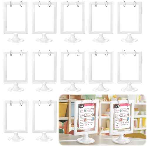 Geelin Mini Anchor Chart Holder 4 x 6 Inches Learning Card Stand Anchor Chart Storage Double Sided Card Display for Holding Alphabet Number Vocabulary Paper Organization Interactive Displays(12 Pcs)