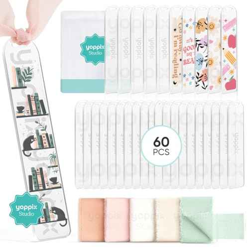 60 Pieces Acrylic Bookmark Blanks- 3mm Thicken Clear Acrylic Bookmarks with 60 Pcs Ribbon for Reading Lovers DIY Crafts Presents, Graduation Back to School Presents