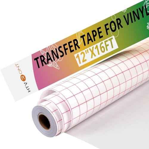 HTVRONT Transfer Tape for Vinyl -12" x 16 FT w/Red Alignment Grid Transfer Paper, Medium Tack Vinyl Transfer Tape for Signs Stickers Decals Walls Doors & Windows