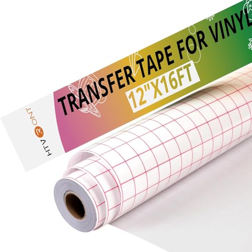 HTVRONT Transfer Tape for Vinyl, 12" x 16 FT, Red Grid Alignment - Medium Tack, No Residue