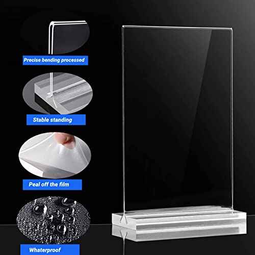 6 Pack 8.5 x 14'' Acrylic Sign Holder, Clear Acrylic Picture Frame Table Menu Holder Double Sided T Shape Poster Acrylic Frame for Wedding Party Office Restaurant Hotel (6)