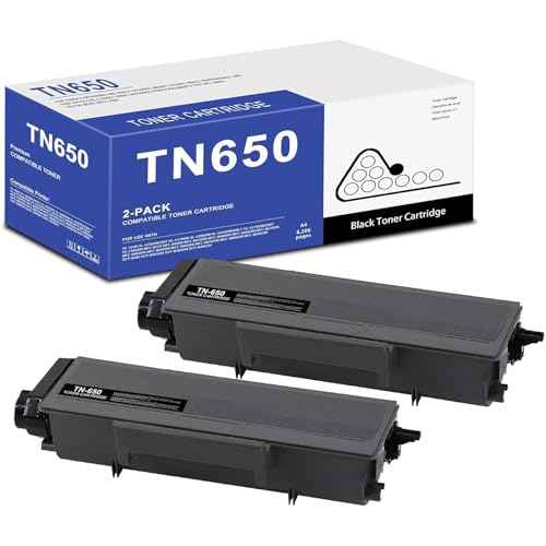 TN-650 Toner Cartridge Black 2-Pack Replacement for Brother TN650 High Yield Toner Cartridge HL-5270DN HL-5280DW MFC-8480DN MFC-8660DN MFC-8670DN DCP-8065DN Printer | TN650 2PK