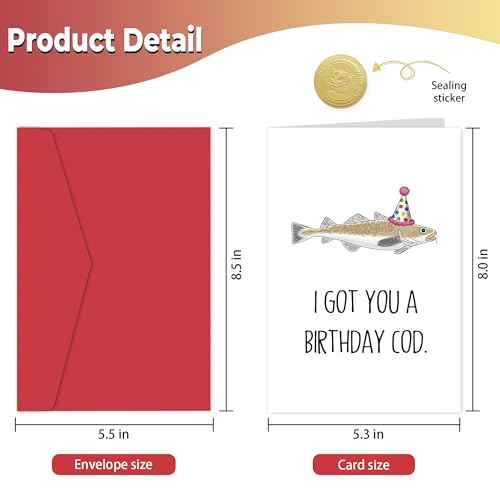 Funny Birthday Card for Him Her, Hilarious Fish Birthday Card for Dad, Grandpa, Uncle, Husband, Friend, I Got You A Birthday Cod
