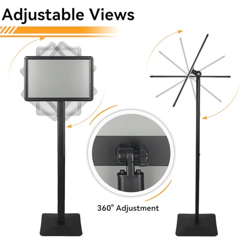 Heavy Duty Pedestal Sign holder floor stand Adjustable Sign Stand for Vertical and Horizontal view Poster Stand with Aluminum Frame for Display 8.5 x 11 inch