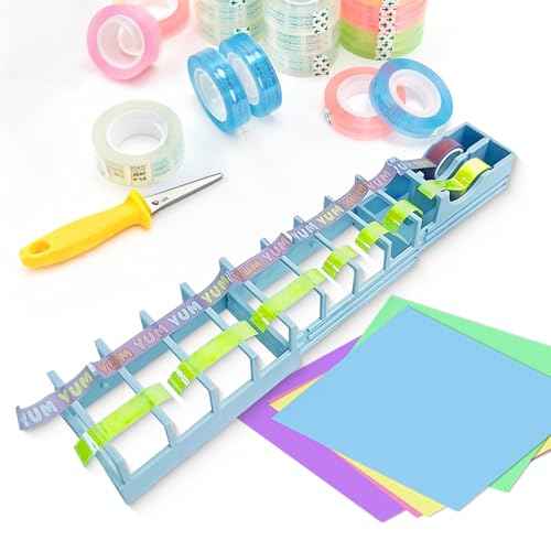 Fast Tape Dispenser for Crafts & Gift Wrapping - 18 Strips in Seconds - Design, Blade-Free, Compact & Heavy-Duty - Works with Standard, Washi, Double-Sided Tape
