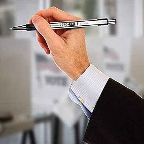 Zebra F-301 0.7mm Fine Point Pen - Pack of 12; 6 Black & 6 Blue Retractable Ballpoint Pen with Stainless Steel Barrel