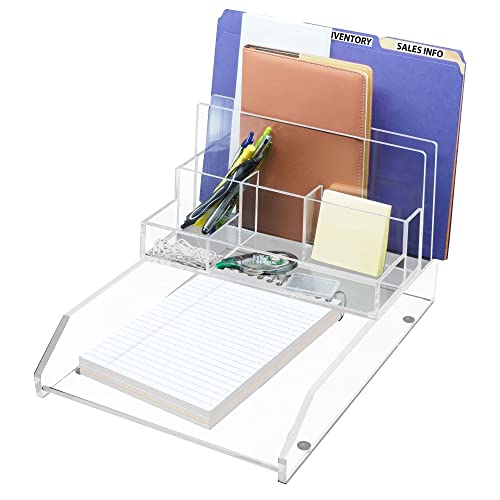 Kantek Acrylic File Sorter/Desk Organizer, 10.5-Inch Wide x 7.5-Inch Deep x 6.7-Inch High, Clear (AD245)