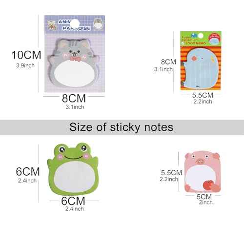 32 Pads Cute Sticky Notes, Animal Sticky Notes Self Adhesive Cartoon Notes Memo Pads Notes Page School Tab for School Office Supplies