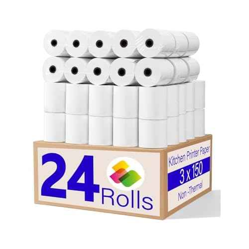 Star SP700 Kitchen Printer Paper (24 Rolls) 3" x 150' 1 Ply Bond (Non -Thermal) Receipt Paper POS Cash Register Paper for TMU200 SRP275 from 3000LABELS DIRECT