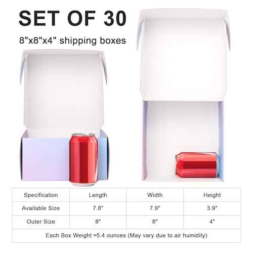 8x8x4 Inch Medium Shipping Boxes, 30 Pack Medium Cardboard Packing Boxes, Purple Mailing Shipping Boxes for Small Business