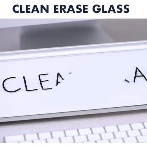 Quartet Glass Dry Erase White Board, Desktop Computer Pad for Notetaking, 18" x 6" Whiteboard, Clean Erase Surface with Storage, 1 Dry Erase Marker, White Surface (GDP186)
