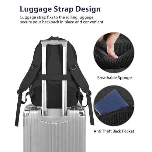 MATEIN 18.4 Inch Laptop Backpack 50 L, Extra Large Anti Theft Carryon Backpack TSA Approved, Work Business Bag with Multiple Compartments & Luggage Strap for Travel, Gifts for Men Women, Black