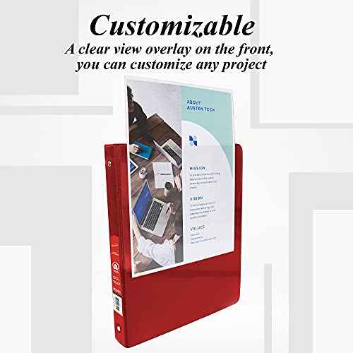 BAZIC Products 3 Ring Binder 1/2" Economy View Binders Organizer - Red, Round Ring, Hold 100 Sheets Paper, for School Office Home, 12-Count
