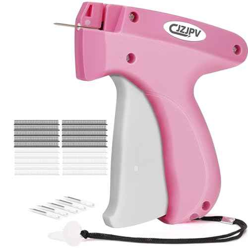 Stitchy Stitch Gun - Handheld Tagging Gun for Clothing, Micro Sticky Gun for Clothes Quick Stitch Sewing & Tag Attacher, Come with 6 Fine Needldes & 2,000 Mini Fasterners (HotPink+White)